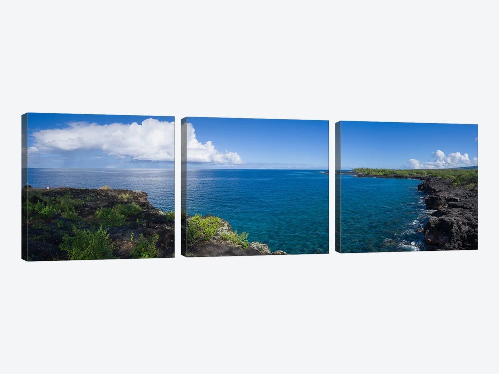 View Of Sea And Coastline, South Kona, Hawaii, USA by Panoramic Images 3-piece Art Print