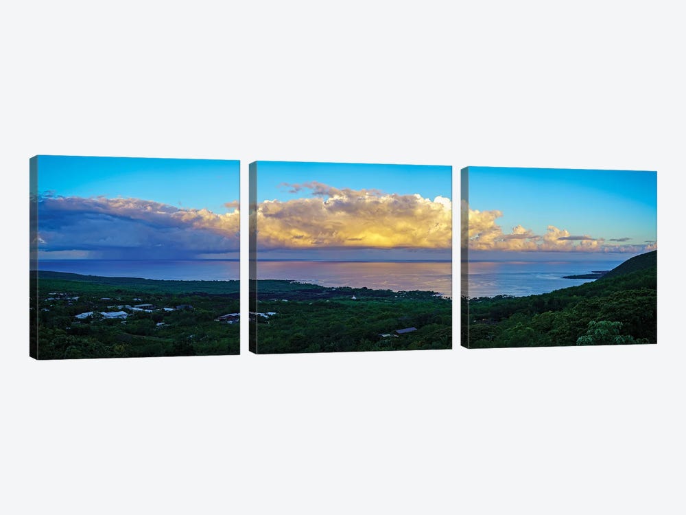 View Of Sea And Coastline, South Kona, Hawaii, USA by Panoramic Images 3-piece Canvas Wall Art