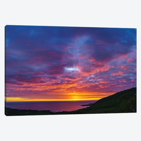 View Of Sunset Over Sea, Kealakekua Bay, Hawaii, USA Canvas Print #PIM16071} by Panoramic Images Canvas Print