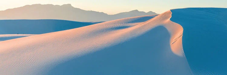 White Gypsum Sand Dunes In Desert And Under Clear Sky, White Sands National Monument, New Mexico, USA