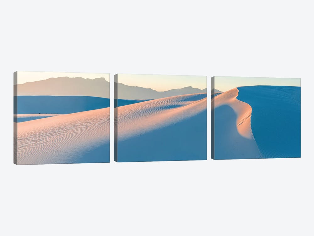 White Gypsum Sand Dunes In Desert And Under Clear Sky, White Sands National Monument, New Mexico, USA by Panoramic Images 3-piece Canvas Wall Art