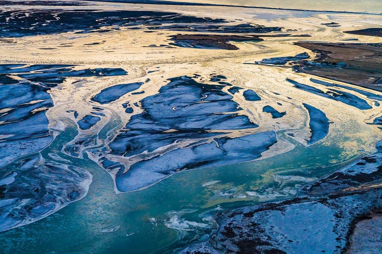 Winter Light, Crooked River Bed, Thjorsa River, South Coast Iceland