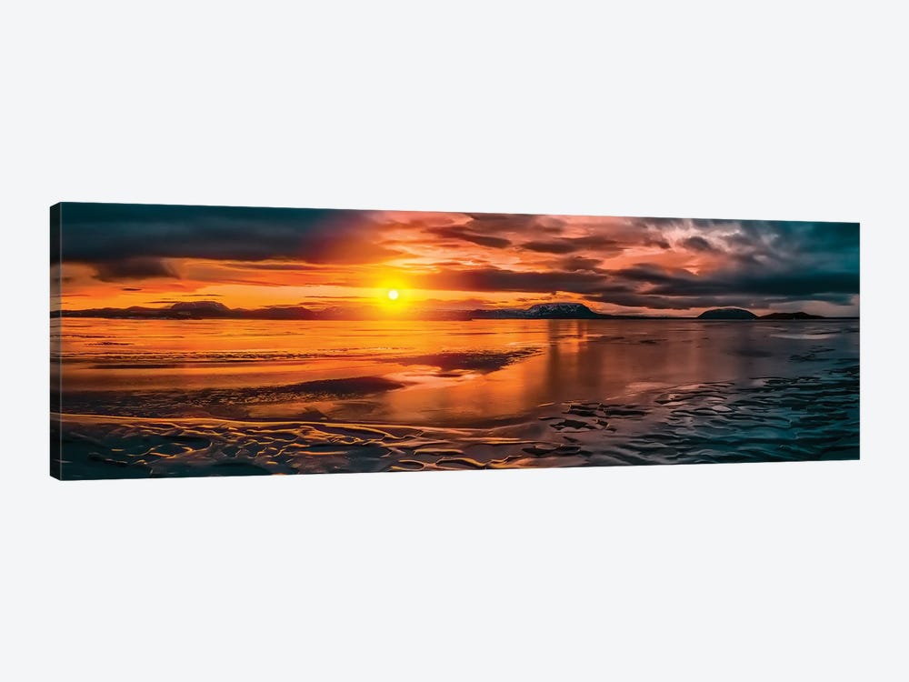 Winter Sunset, Lake Myvatn, Iceland by Panoramic Images 1-piece Canvas Wall Art