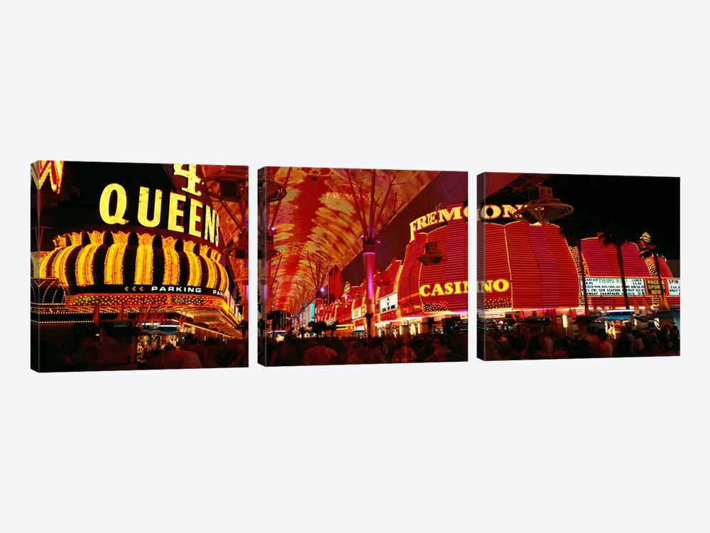 Fremont Street, Las Vegas, Nevada, USA by Panoramic Images 3-piece Canvas Art Print