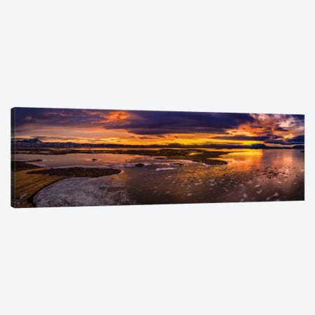 Winter Sunset, Lake Myvatn, Iceland Canvas Print #PIM16080} by Panoramic Images Canvas Wall Art