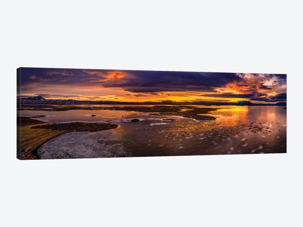 Winter Sunset, Lake Myvatn, Iceland by Panoramic Images 1-piece Canvas Wall Art