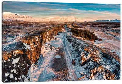 Winter, Almannagja Fissure, Thingvellir National Park, Iceland Canvas Art Print