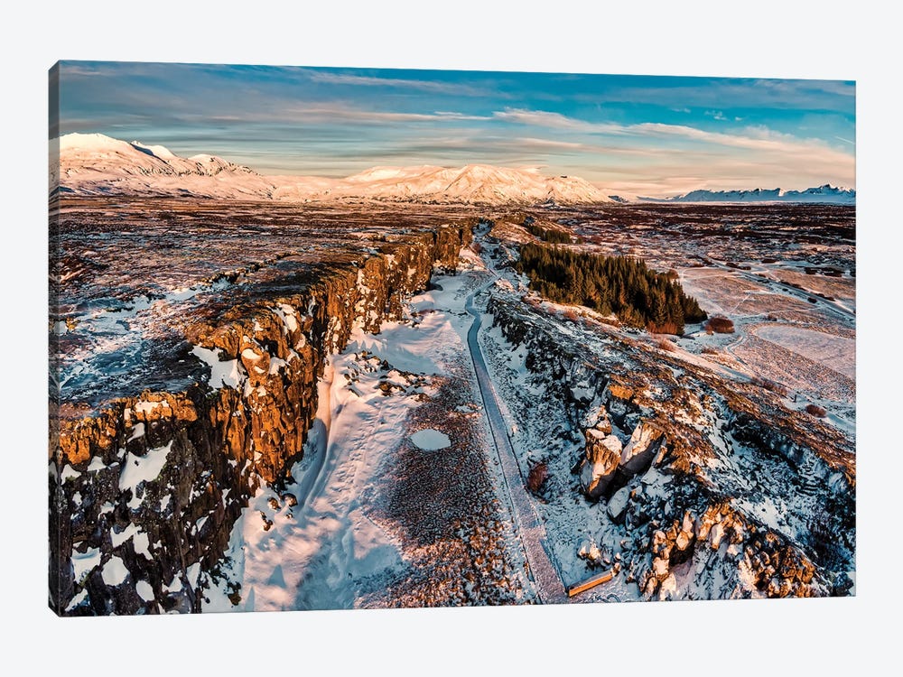 Winter, Almannagja Fissure, Thingvellir National Park, Iceland by Panoramic Images 1-piece Canvas Print