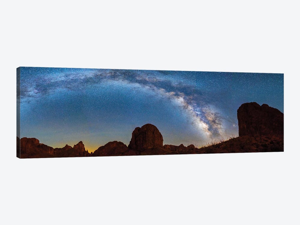 Landscape With Rock Formations In Desert Under Milky Way Galaxy In Sky, Kofa Queen Canyon, Arizona, USA by Panoramic Images 1-piece Canvas Wall Art