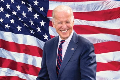 Joe Biden, President Elect, Former Vice President, Us Flag Background 2020 by Panoramic Images canvas print