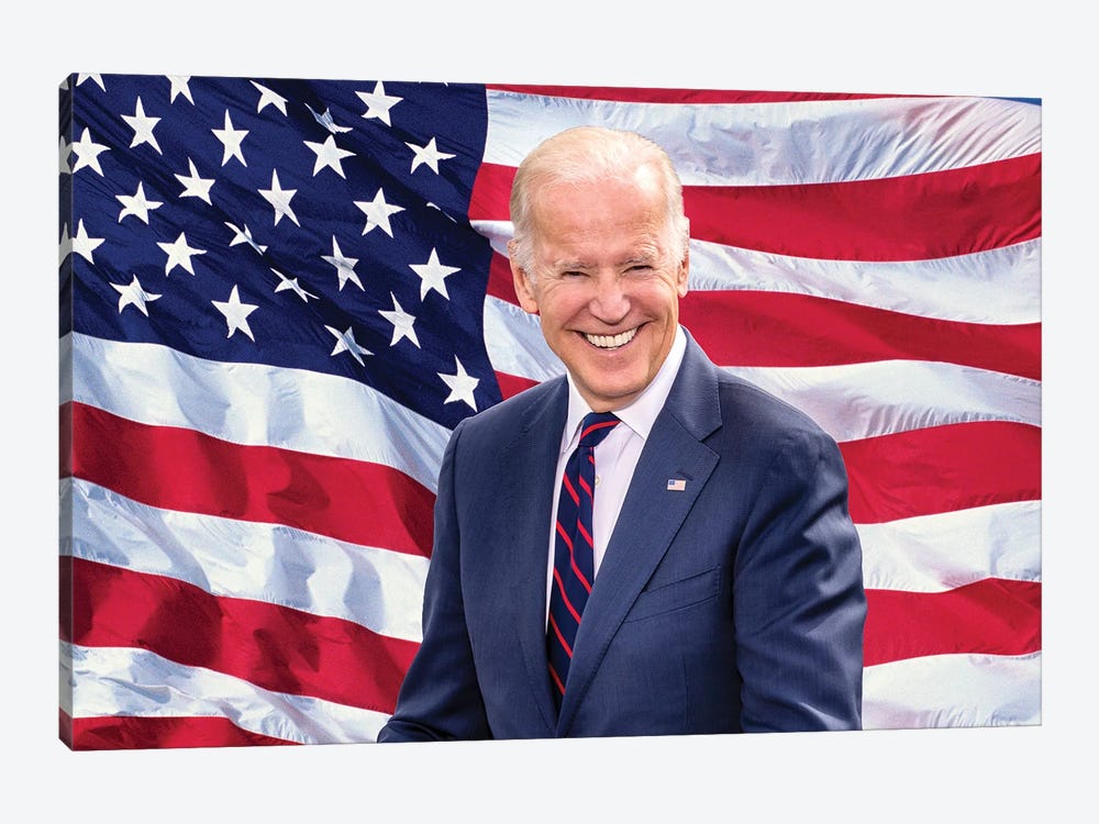 Joe Biden, President Elect, Former Vice President, Us Flag Background 2020 by Panoramic Images 1-piece Canvas Art Print