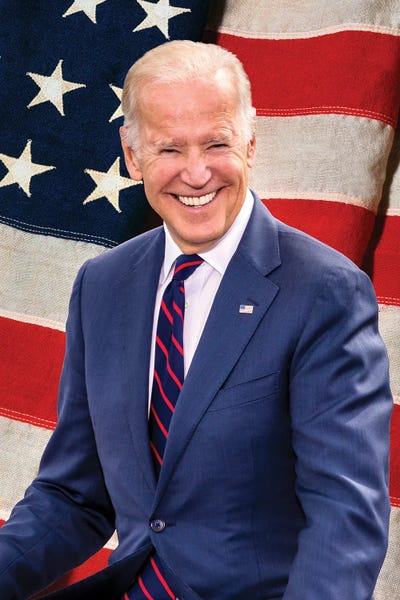 Joe Biden, President Elect, Former Vice President, Us Flag Background 2020 by Panoramic Images canvas print