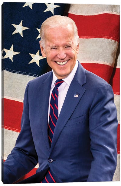 Joe Biden, President Elect, Former Vice President, Us Flag Background 2020 Canvas Art Print