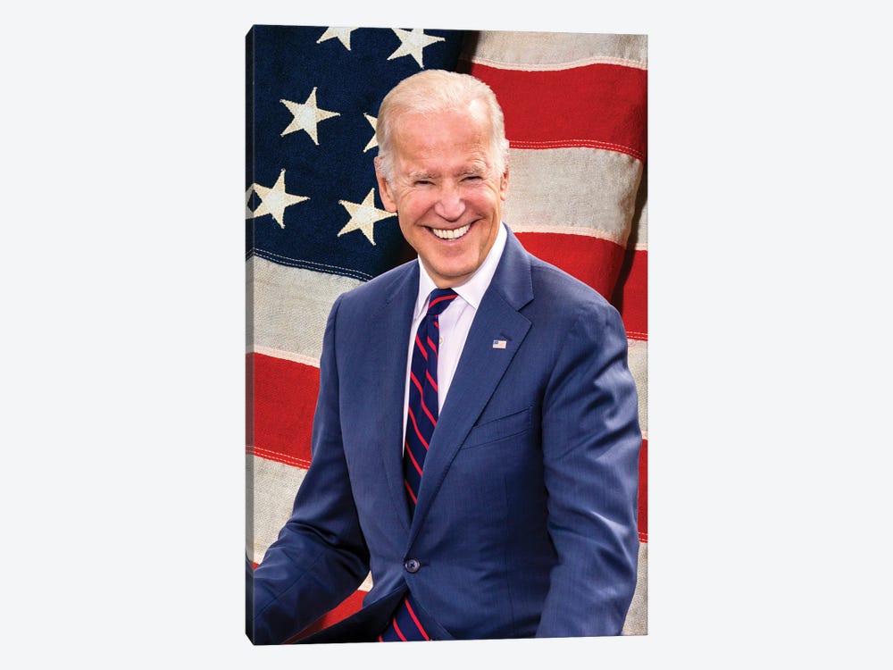 Joe Biden, President Elect, Former Vice President, Us Flag Background 2020 by Panoramic Images 1-piece Canvas Art
