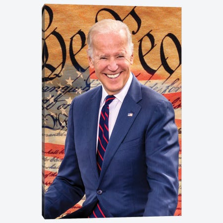 Joe Biden, President Elect, Former Vice President, With The Us Constitution Background 2020 Canvas Print #PIM16087} by Panoramic Images Canvas Print