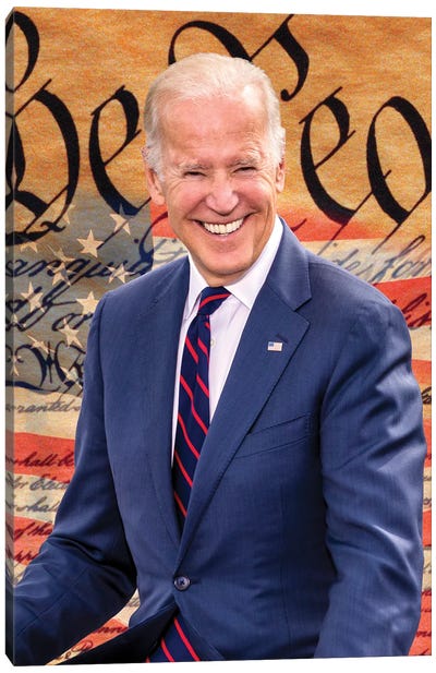 Joe Biden, President Elect, Former Vice President, With The Us Constitution Background 2020 Canvas Art Print