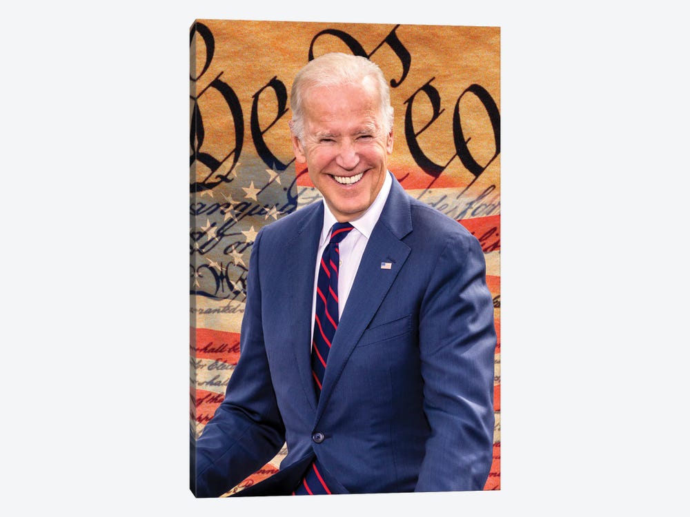 Joe Biden, President Elect, Former Vice President, With The Us Constitution Background 2020 by Panoramic Images 1-piece Canvas Print