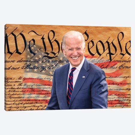 Joe Biden, President Elect, Former Vice President, With The Us Constitution Background 2020 Canvas Print #PIM16089} by Panoramic Images Canvas Art