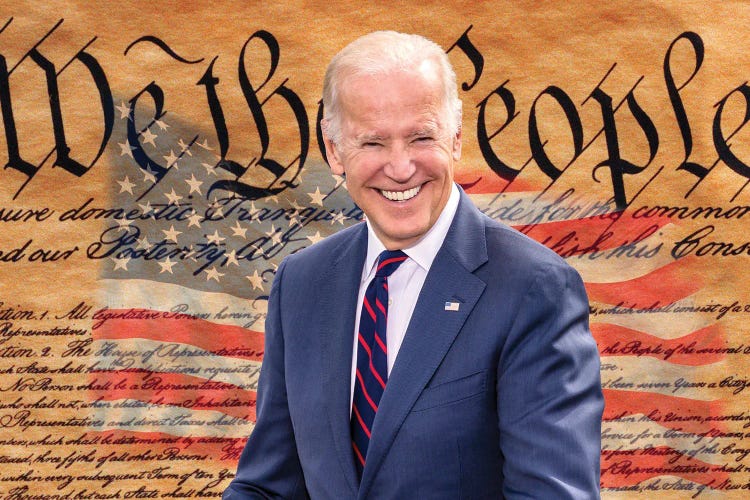 Joe Biden, President Elect, Former Vice President, With The Us Constitution Background 2020