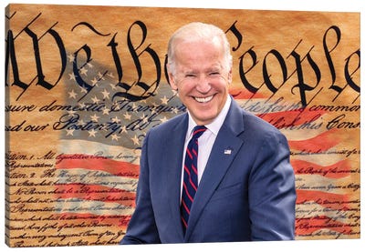 Joe Biden, President Elect, Former Vice President, With The Us Constitution Background 2020 Canvas Art Print - Joe Biden