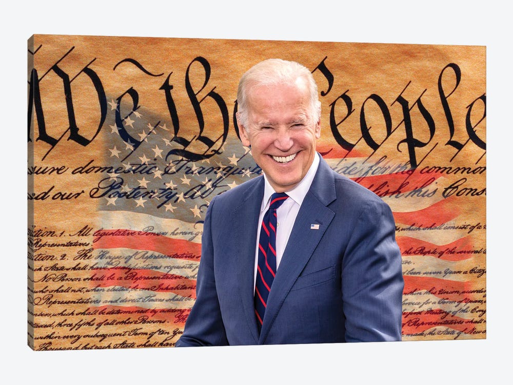 Joe Biden, President Elect, Former Vice President, With The Us Constitution Background 2020 by Panoramic Images 1-piece Art Print