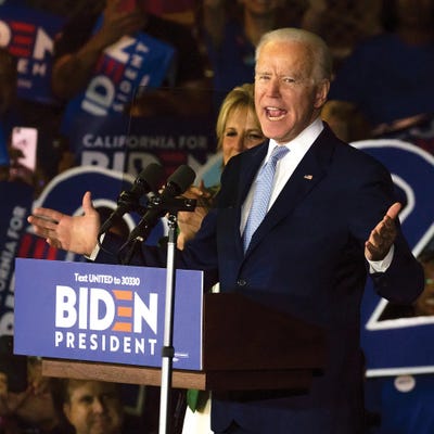 Vice President Joe Biden Delivers Super Tuesday Victory Speech In Los Angeles, March 3, 2020 by Panoramic Images canvas print
