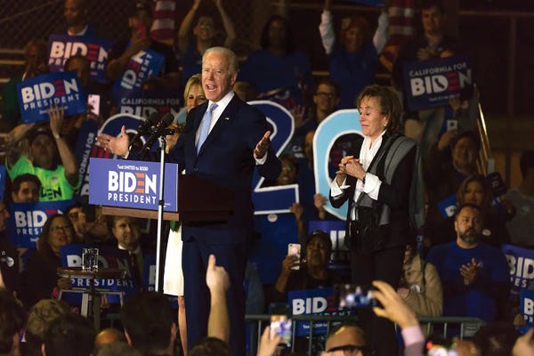 Joe Biden: Vice President Joe Biden Delivers Super Tuesday Victory Speech In Los Angeles, March 3, 2020 by Panoramic Images