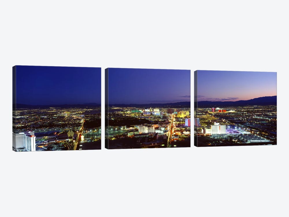 Cityscape at night, The Strip, Las Vegas, Nevada, USA by Panoramic Images 3-piece Canvas Art Print