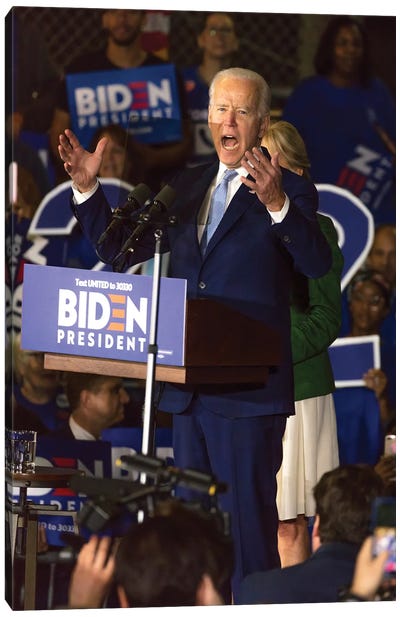 Vice President Joe Biden Delivers Super Tuesday Victory Speech In Los Angeles, March 3, 2020 Canvas Art Print - Joe Biden