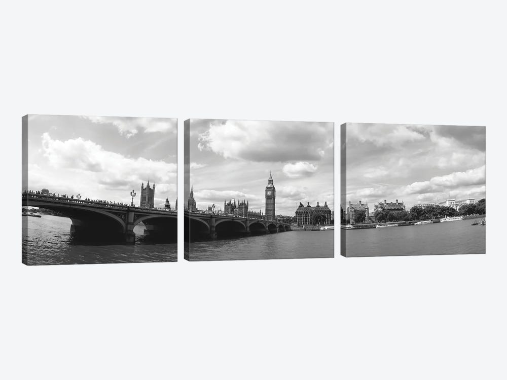 Big Ben And Houses Of Parliament Viewed From The Other Side Of Thames River, City Of Westminster, London, England by Panoramic Images 3-piece Canvas Art Print