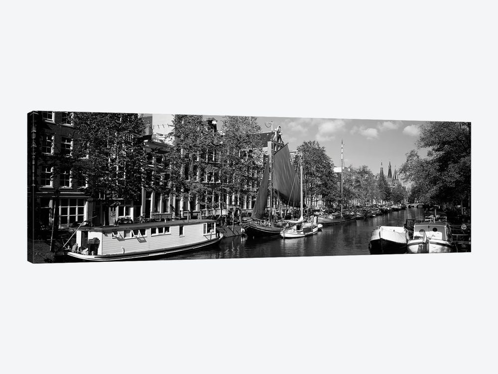 Boats In A Channel, Amsterdam, Netherlands by Panoramic Images 1-piece Art Print