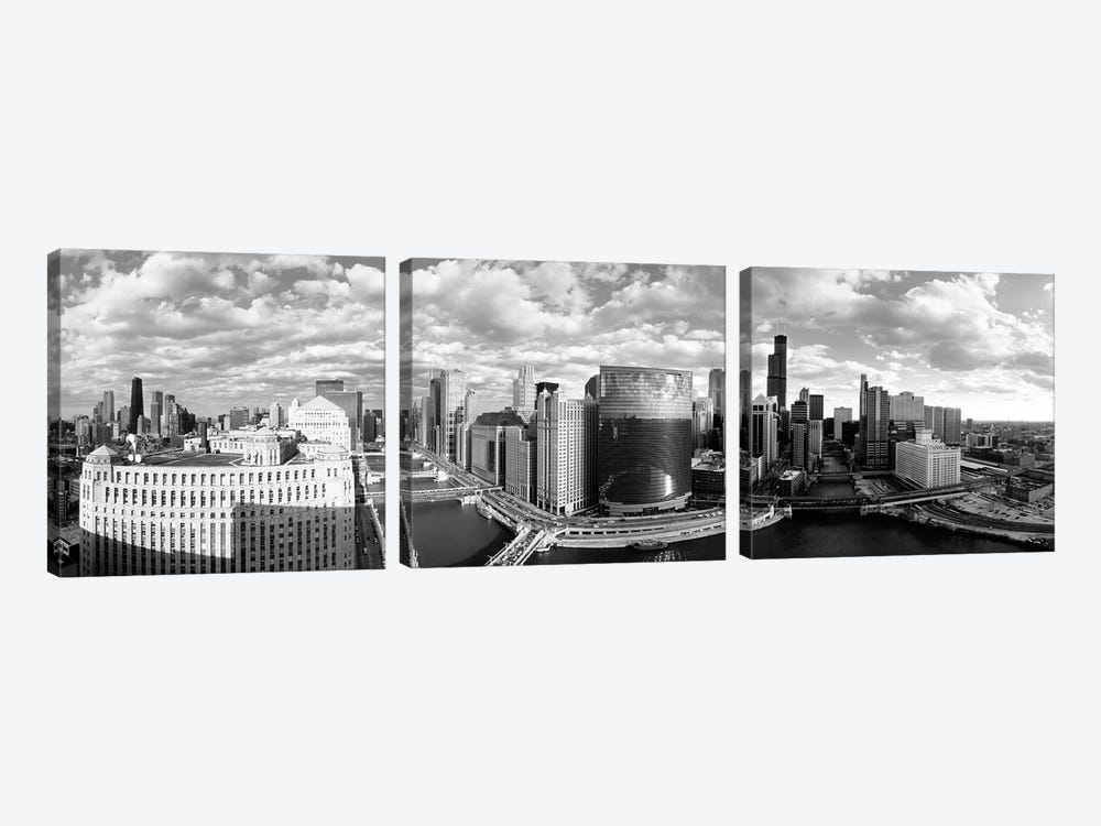 Chicago River Curve Chicago IL by Panoramic Images 3-piece Canvas Art