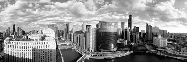 Chicago Skylines: Chicago River Curve Chicago IL by Panoramic Images