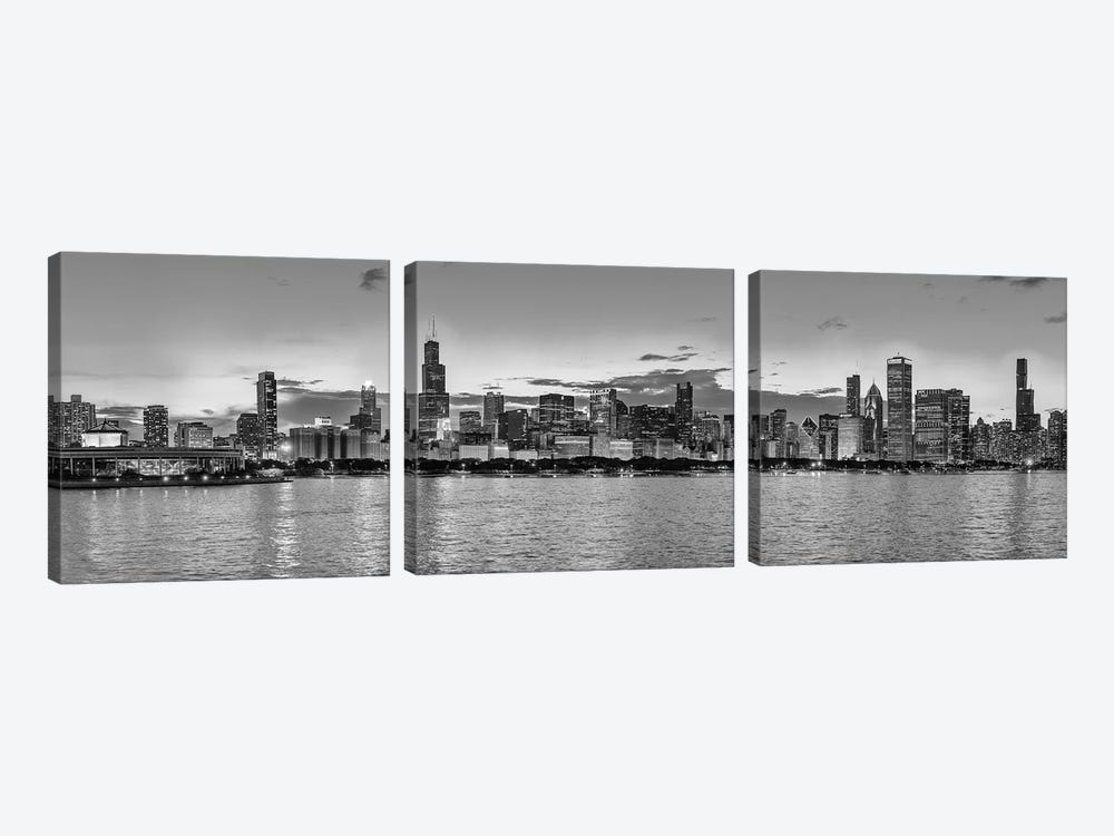 Chicago Skyline And Lake Michigan At Sunset, Illinois, USA by Panoramic Images 3-piece Canvas Print
