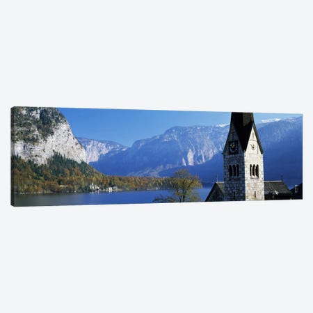 Church at the lakeside, Hallstatt, Salzkammergut, Austria Canvas Print #PIM1614} by Panoramic Images Canvas Art Print