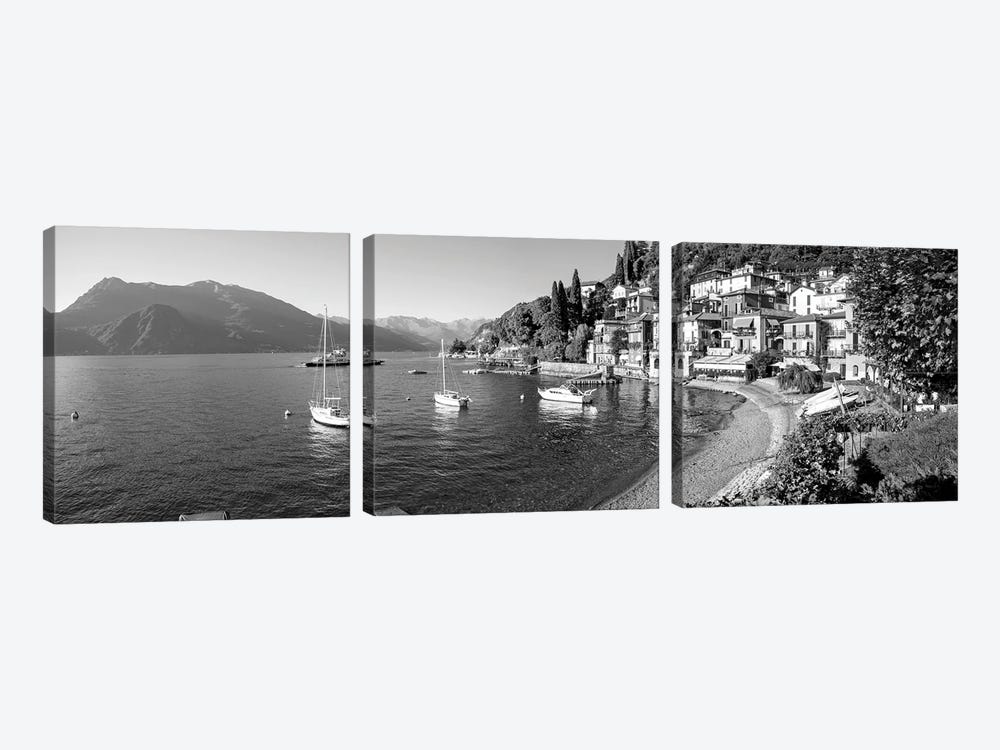 Early Evening View Of Waterfront At Varenna, Lake Como, Lombardy, Italy by Panoramic Images 3-piece Canvas Wall Art