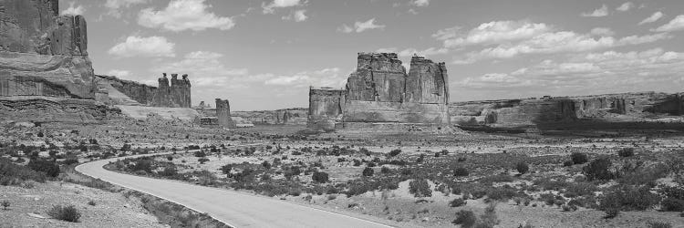 Empty Road Running Through A National Park, Arches National Park, Utah, USA