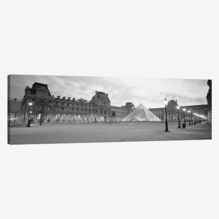 Famous Museum, Sunset, Lit Up At Night, Louvre, Paris, France Canvas Print #PIM16164} by Panoramic Images Canvas Wall Art