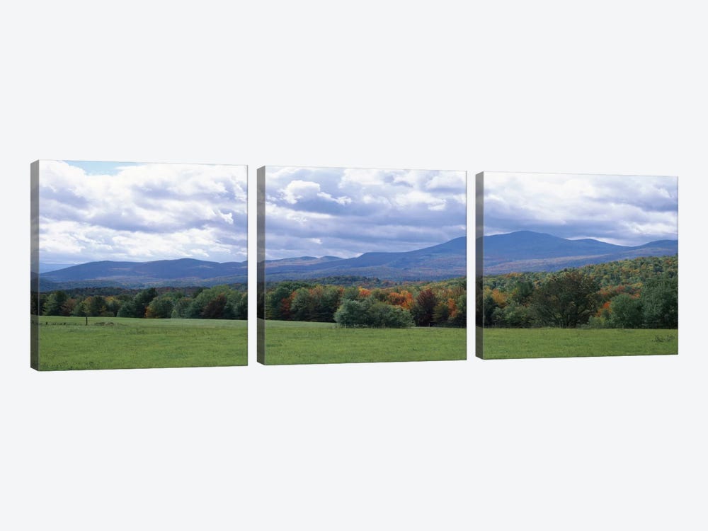Clouds over a grassland, Mt Mansfield, Vermont, USA by Panoramic Images 3-piece Art Print