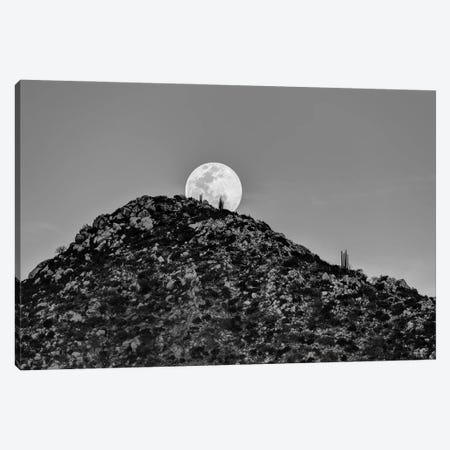 Full Moon Behind Hill In Desert At Sunset, Los Frailes, Baja California Sur, Mexico Canvas Print #PIM16170} by Panoramic Images Canvas Wall Art