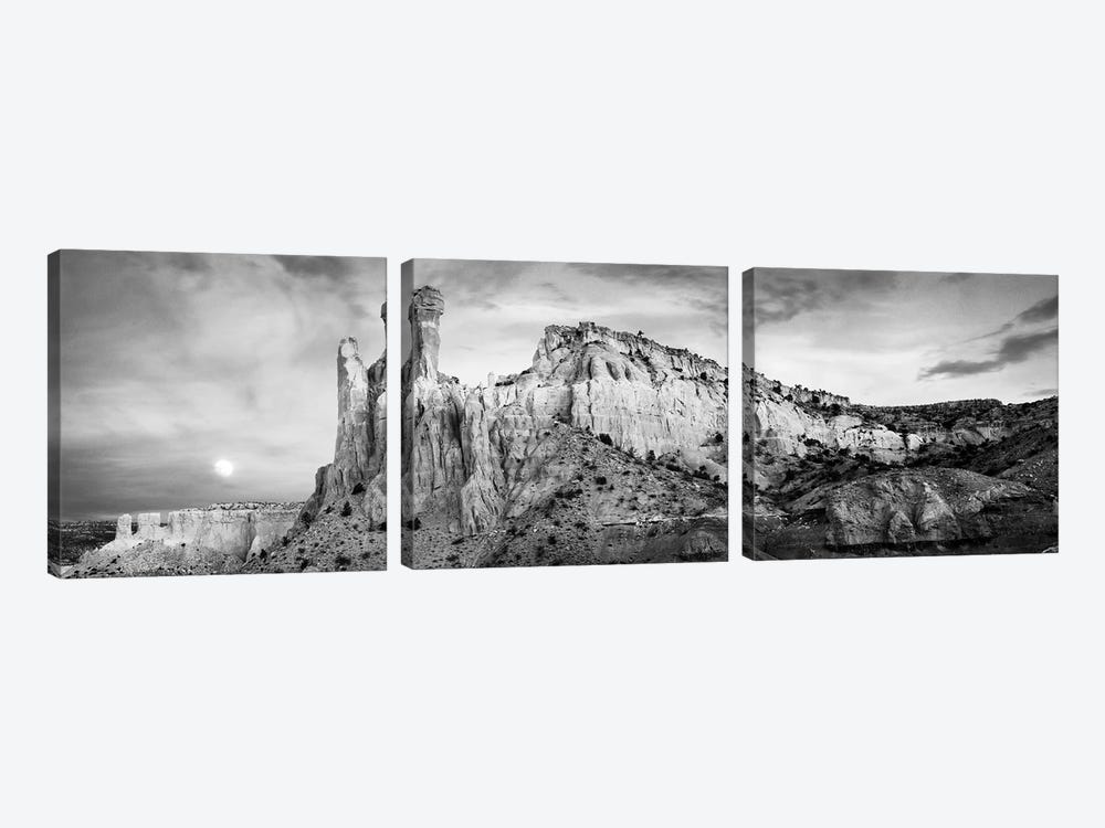 Full Moon Sets In The Redrock Country Of Ghost Ranch, New Mexico, USA by Panoramic Images 3-piece Canvas Art