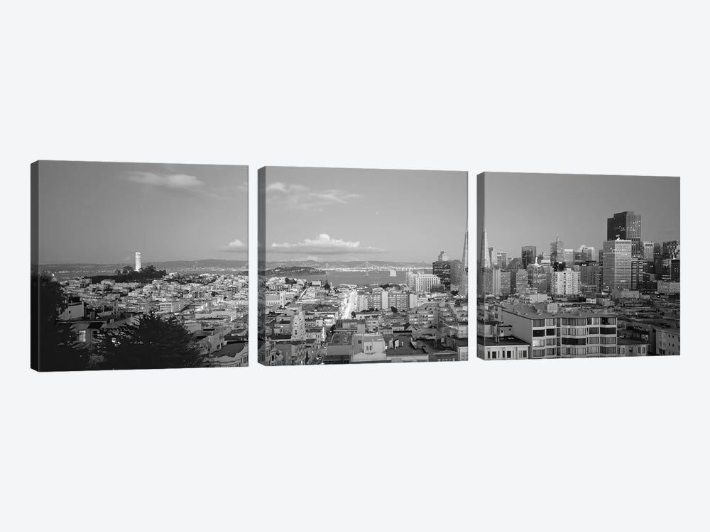 High Angle View Of A Cityscape From Nob Hill, San Francisco, California, USA by Panoramic Images 3-piece Canvas Art Print