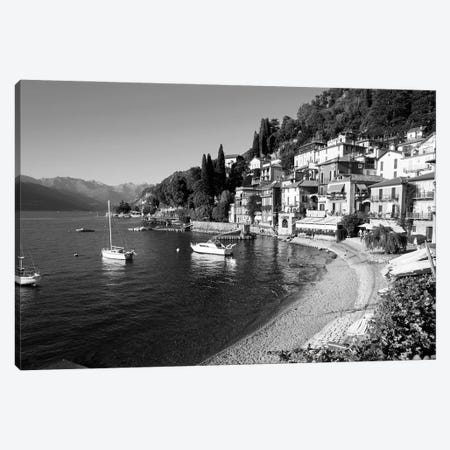 Houses At Waterfront With Boats On Lake Como, Varenna, Lombardy, Italy Canvas Print #PIM16183} by Panoramic Images Canvas Art Print