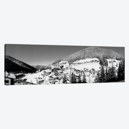 Houses In Snowy Valley, Carezza Dolomites, Alto Adige, Italy Canvas Print #PIM16184} by Panoramic Images Canvas Wall Art