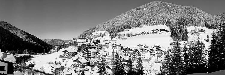 Houses In Snowy Valley, Carezza Dolomites, Alto Adige, Italy