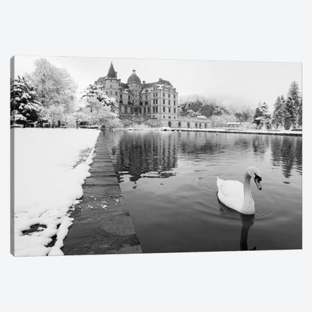 Lake In Front Of A Chateau, Chateau de Vizille, Swan lake, Vizille, France Canvas Print #PIM16188} by Panoramic Images Canvas Art Print