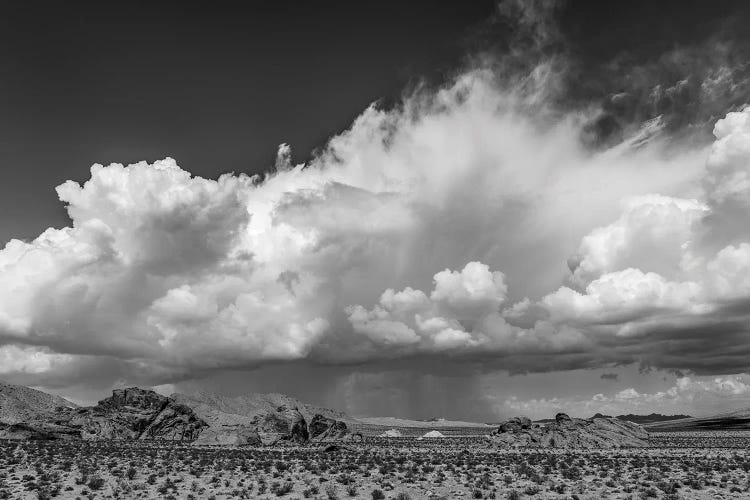 Landscape With Desert Under Blue Sky And Clouds, Valley Of Fire State Park, Nevada, USA