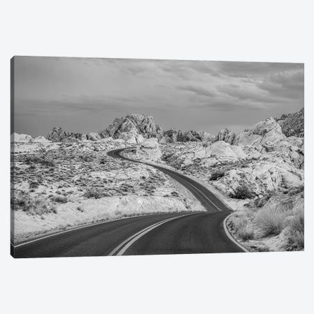 Landscape With Road And Rock Formations In Desert At Sunset, Mouses Tank Road, Valley Of Fire State Park, Nevada, USA Canvas Print #PIM16190} by Panoramic Images Canvas Wall Art