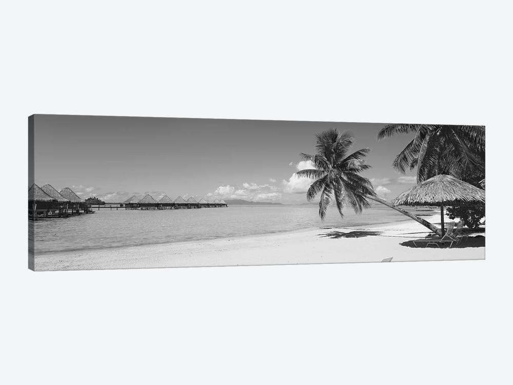 Lounge Chair Under A Beach Umbrella, Moana Beach, Bora Bora, French Polynesia by Panoramic Images 1-piece Canvas Print