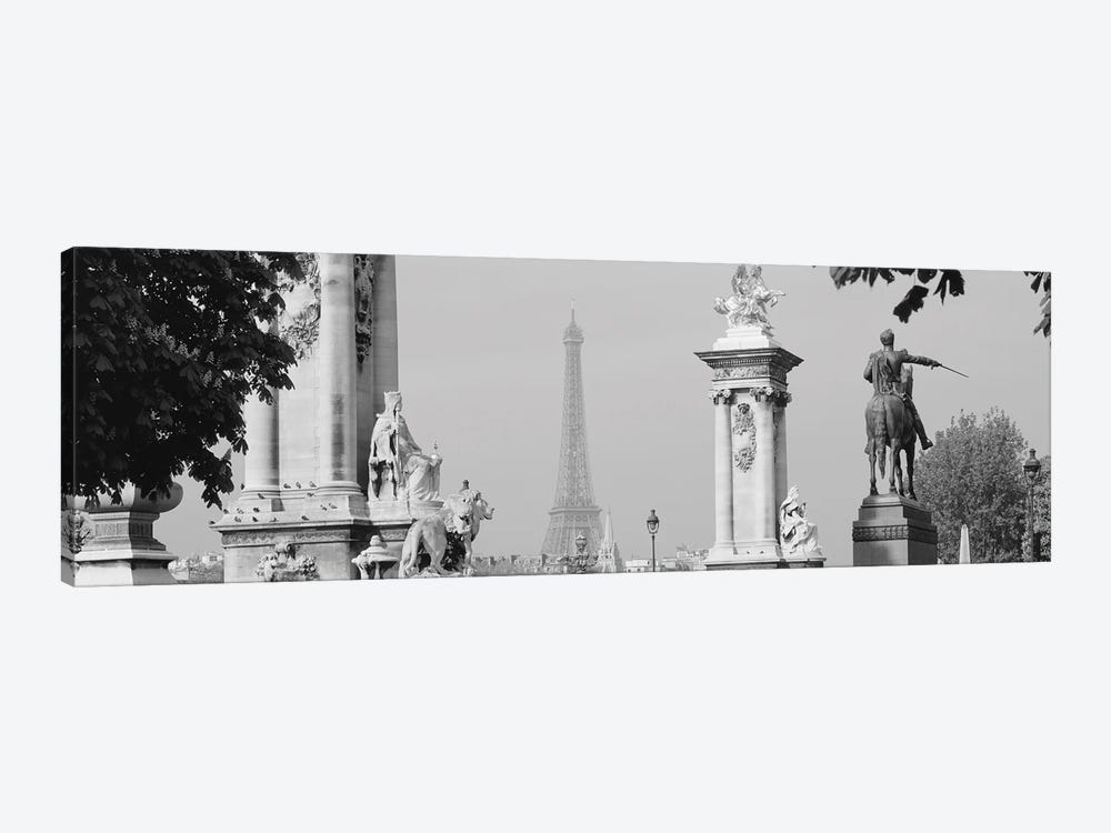Low Angle View Of A Statue, Alexandre III Bridge, Eiffel Tower, Paris, France by Panoramic Images 1-piece Canvas Art Print